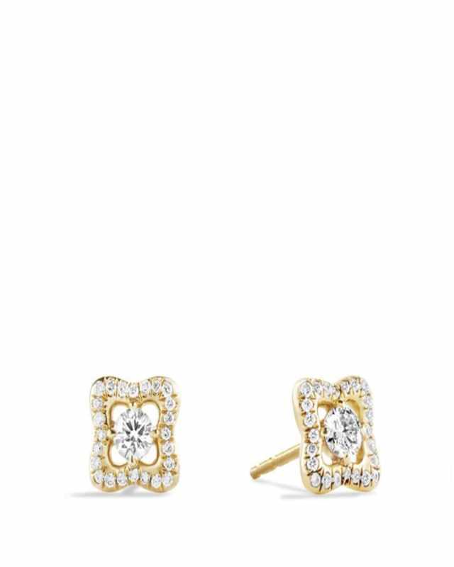 Quatrefoil Earrings with Diamonds in 18K Gold